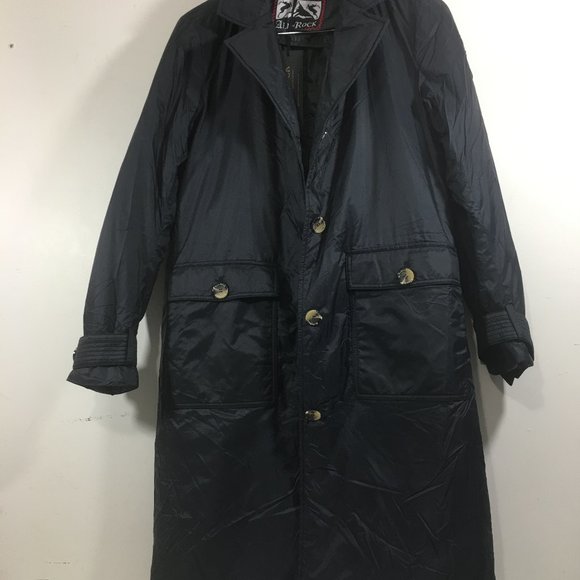 ALP N ROCK LUNA LONG BLACK TRENCH COAT SZ SNWT